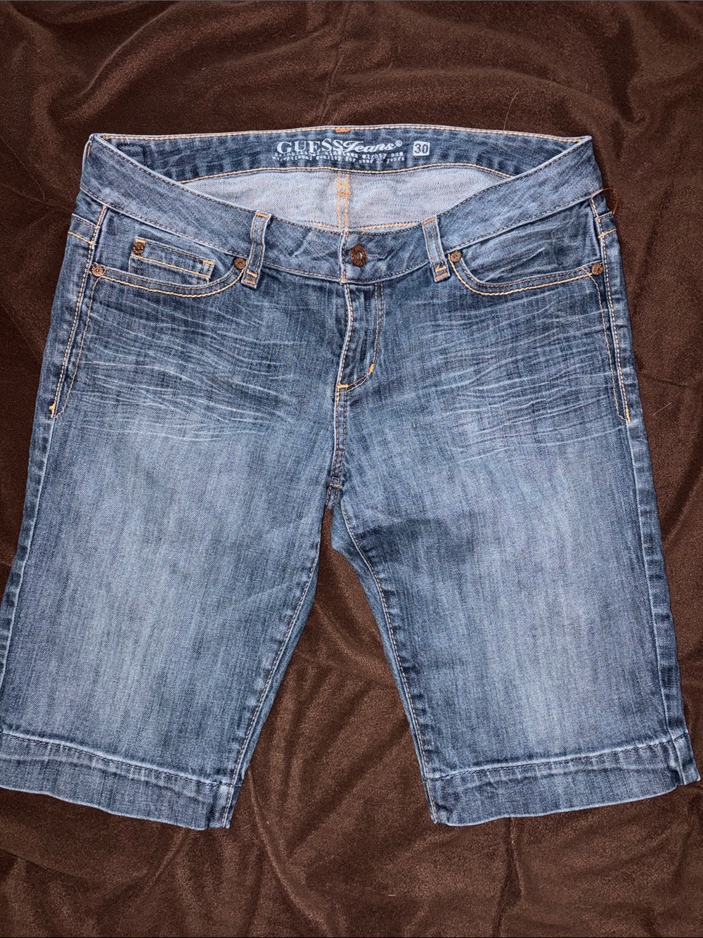 Guess Women's shorts Jean Light Blue Cropped Denim Bermuda Shorts